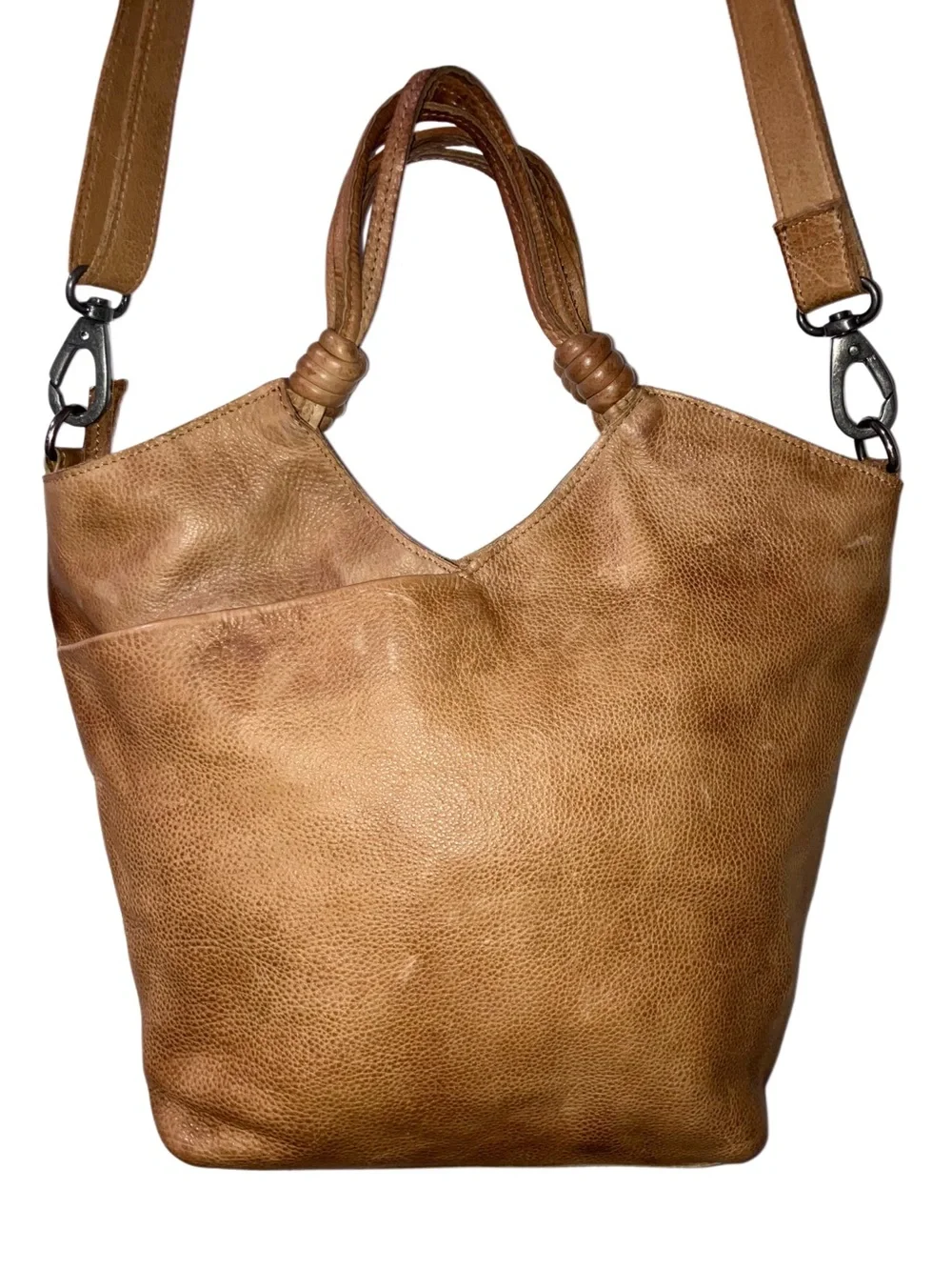 Latico Leathers Nash Crossbody Hobo Bag Cognac Brown Leather Convertible Purse